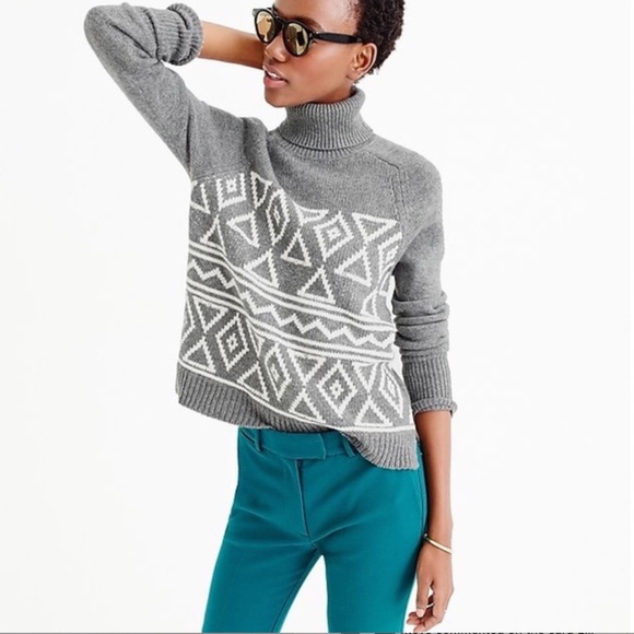 J. Crew Wool Fair Isle Turtleneck Sweater - Picture 1 of 4